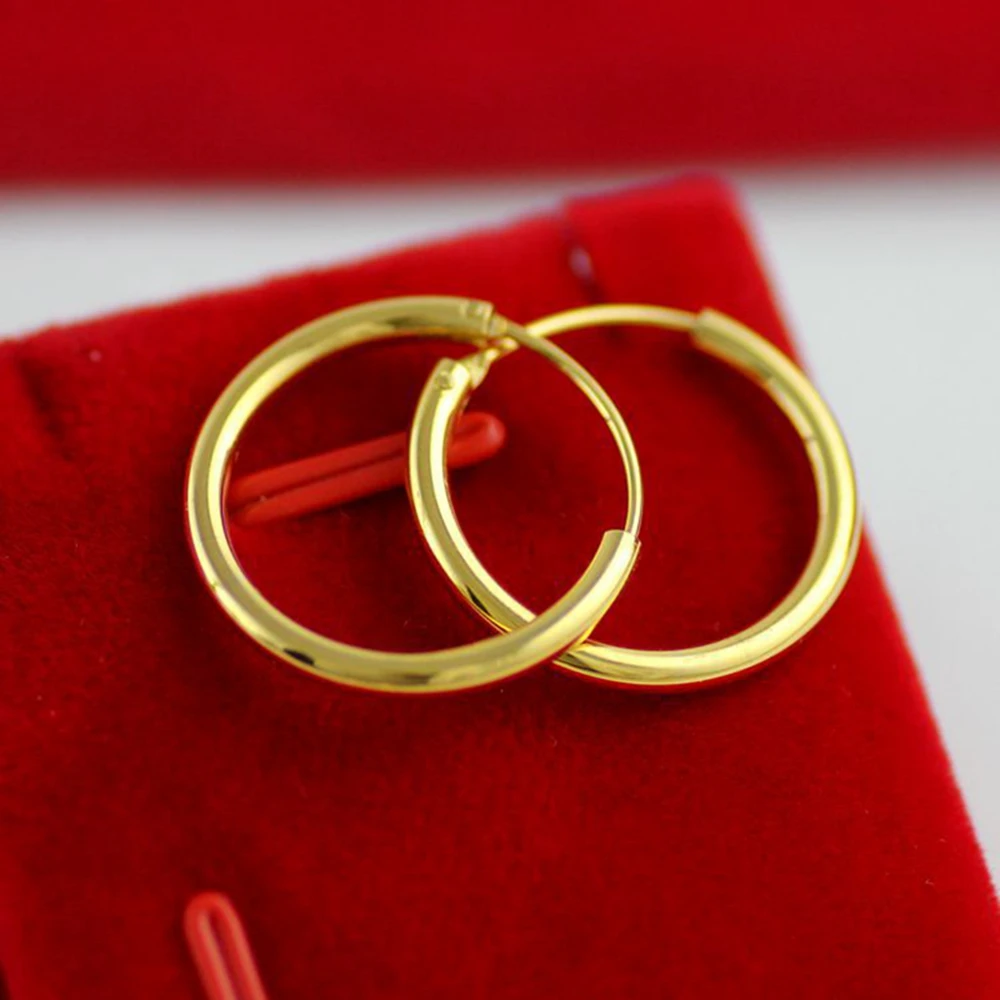 Гладкие Женские серьги кольца с желтым золотом 20 мм|hoop earrings|women hoop earringsearrings earrings |