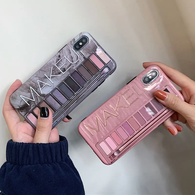 Макияж тени для век Палитра чехол для телефона для iphone 11 11pro XS Max XR X XS 6 6s 7 8 plus Глянцевая Мягкая силиконовая защитная задняя крышка