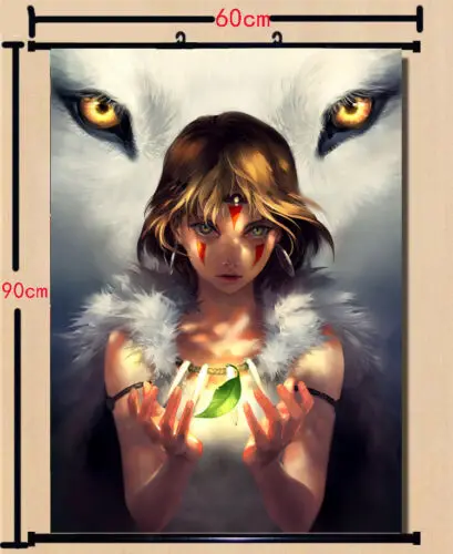 Аниме постер Mononoke Hime принцесса Сделай Сам настенная прокрутка печатная картина