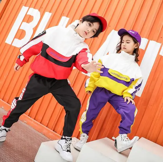 Boys Girls Street Dance Clothes Suit Autumn Children's Fashion Long Sleeve Performance Tracksuit Kids Hip-Hop Sportswear Outfits | Детская