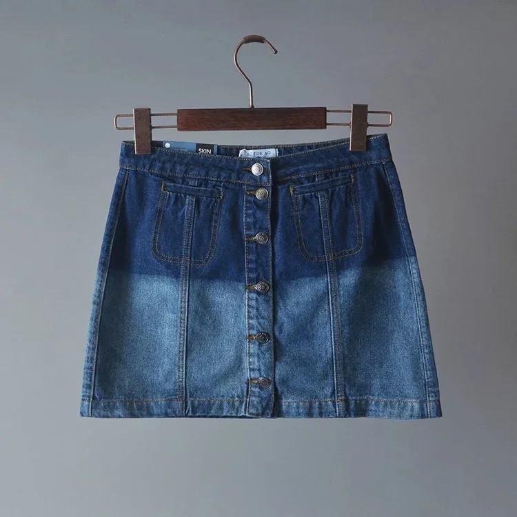 Exported to Europe and the United States women's single breasted denim skirt female autumn new lady A word |