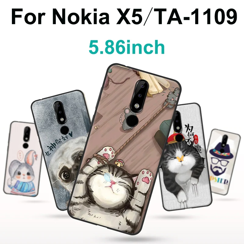 

5,86 дюймовый Модный чехол для Nokia X5, милый мультяшный мягкий чехол для телефона NokiaX5, чехол для Nokia X 5/TA-1109, защитный чехол, чехлы