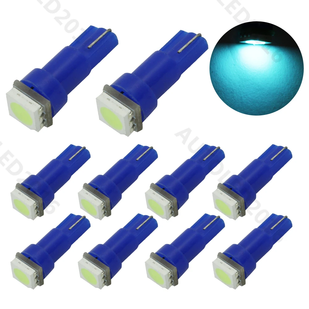 10 шт. T5 74 светодиода 1 SMD 5050 Светодиодный ные лампы супер яркие Ледяные Голубые для