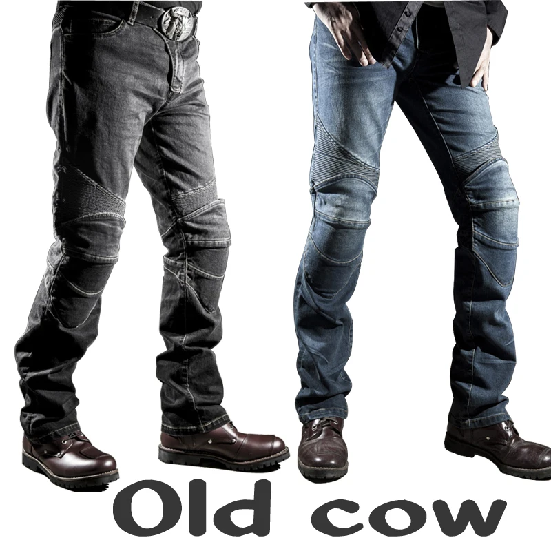 Лет джинсы Cow для отдыха мужские джинсы для езды на мотоцикле Штаны локомотива езды на мотоцикле Штаны Байкер Штаны джинсовые брюки