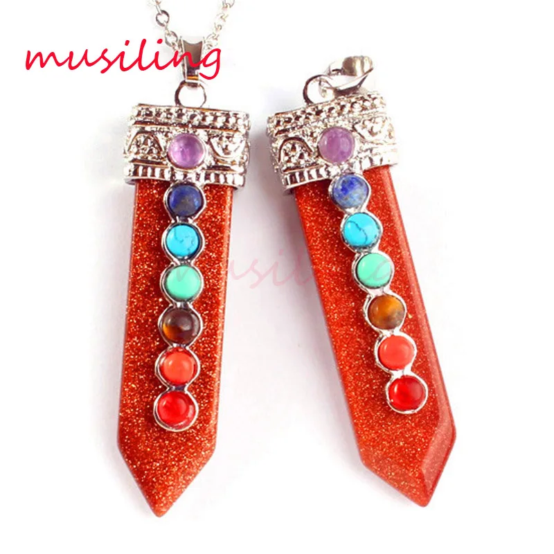 Меч 7 Чакра бусы кулон ожерелье цепочка лазурит и т. Д. Натуральный камень