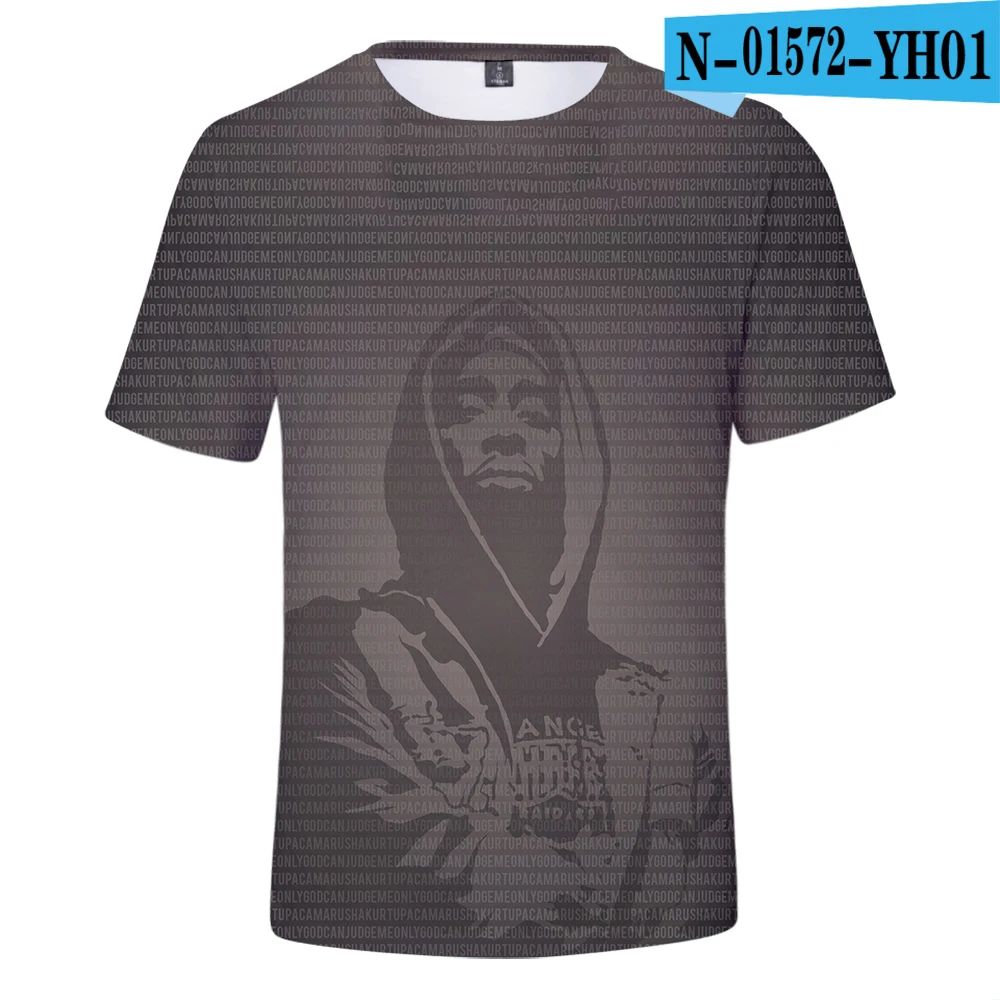 N01572 Мужская одежда 2pac принт 3d футболка для мужчин короткий рукав o-образным вырезом Makaveli хип хоп Swag Harajuku уличная футболка - Цвет: N01572