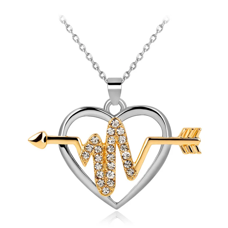 Новый дизайн высшего качества серебристый кристалл сердце направлении Подвеска