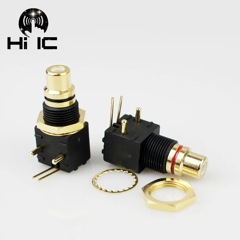 2 шт. HIFI медь позолоченный RCA клемма гнездо разъема ПП аудио вилка 90 градусов