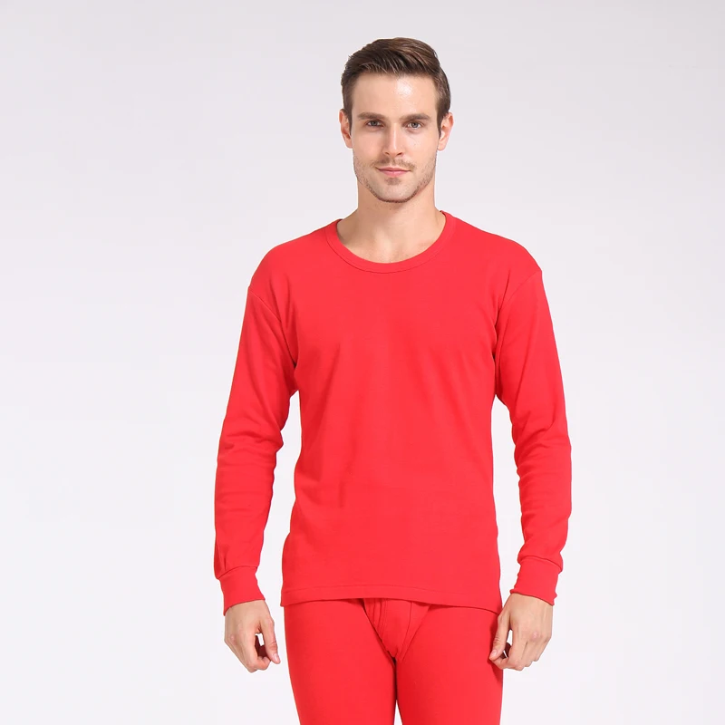 round red Зимнее мужское бархатное плотное термобелье для мужчин, теплая многослойная одежда, пижама, термос, мужские кальсоны, мужские Леггинсы - Цвет: round red