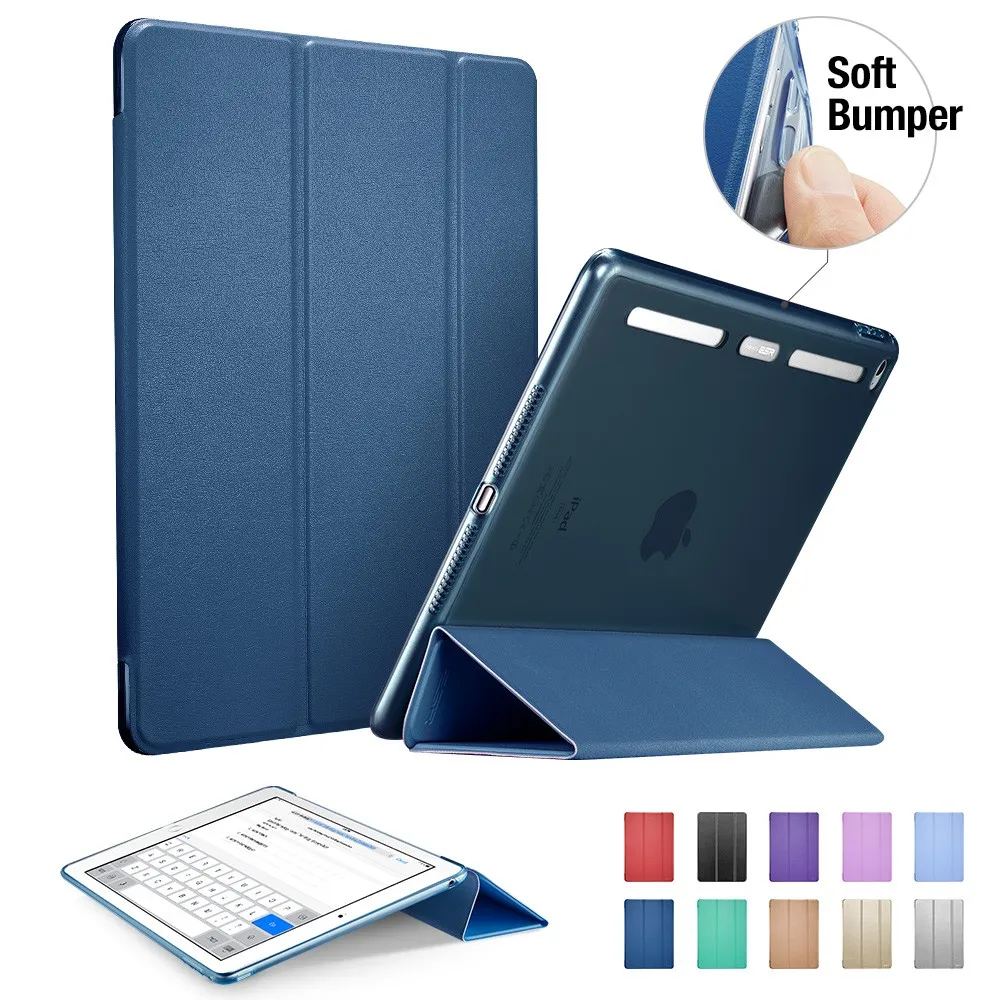 Чехол для iPad Air 2, ESR из искусственной кожи передняя крышка+ Мягкий ТПУ бампер край стенд цветной Авто спящий умный чехол для iPad Air 2