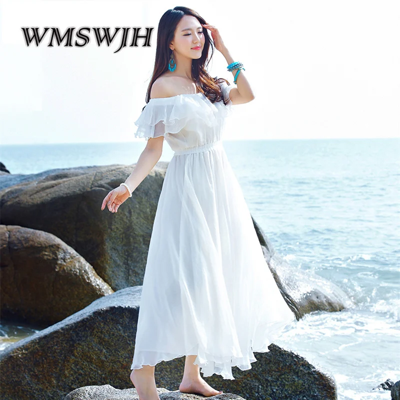 Wmswjh 2019 новое летнее пляжное Повседневное платье для отпуска без бретелек с