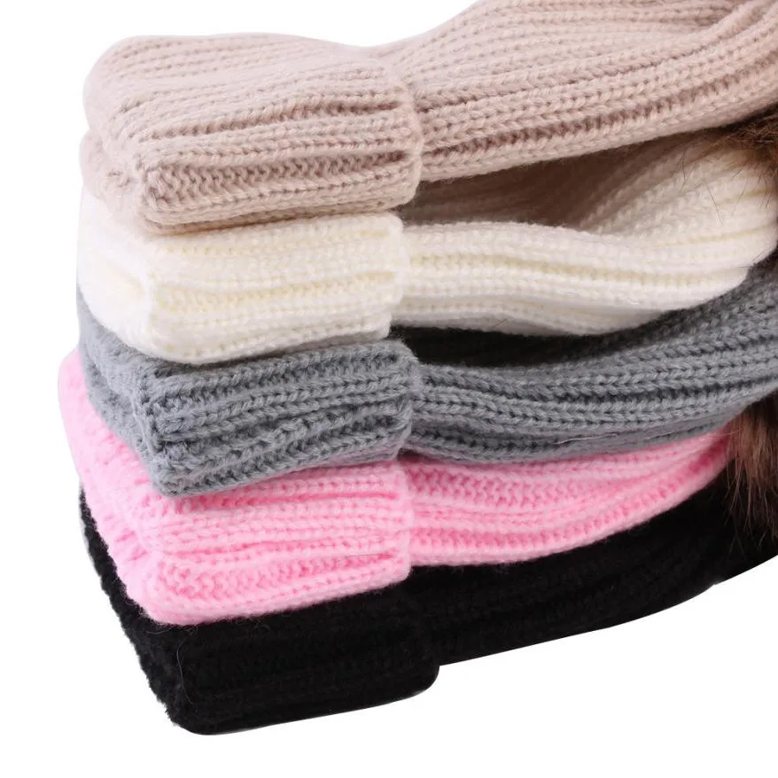 Высококачественная теплая зимняя вязаная шапка унисекс для новорожденных