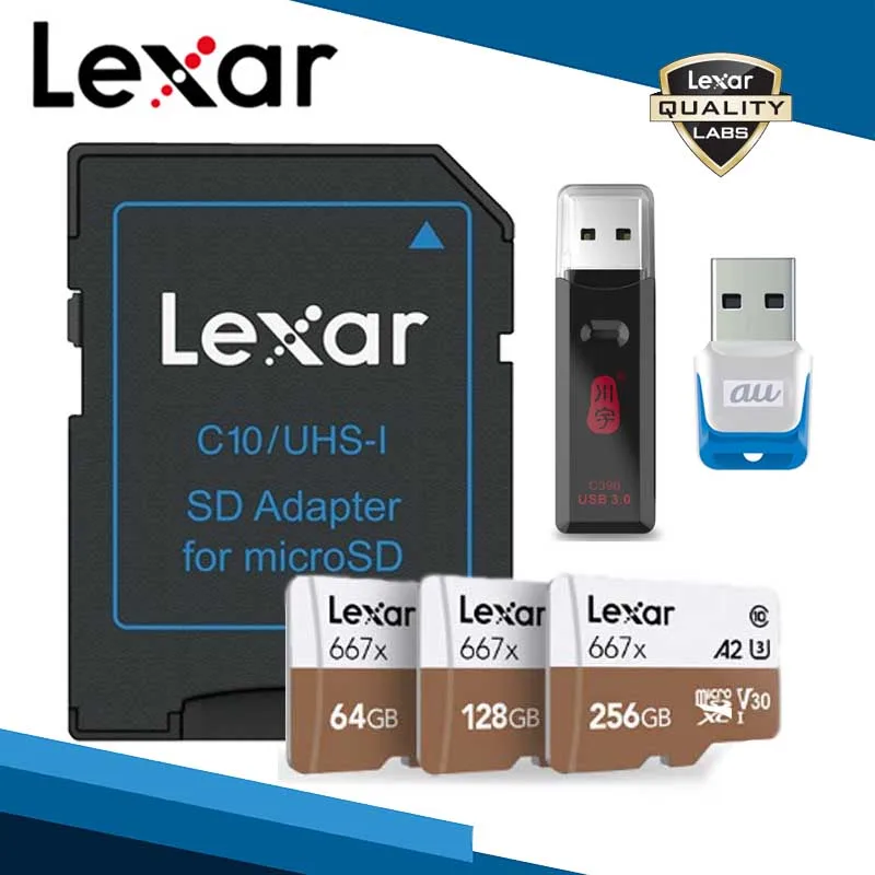 Карта Micro SD TF Lexar 667x 64/128/256 ГБ U3 V30 A2 SDXC|Карты памяти| |