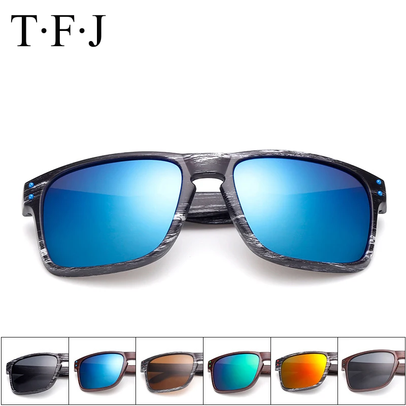 Солнцезащитные очки унисекс зеркальные солнечные с текстурой древесины сумкой