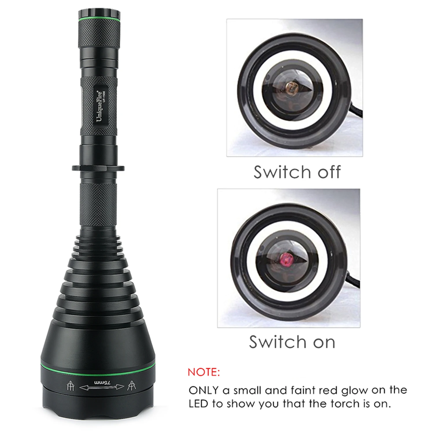 UniqueFire 1508 IR 850NM 75 мм выпуклая линза светодиодный фонарик инфракрасный свет ночного
