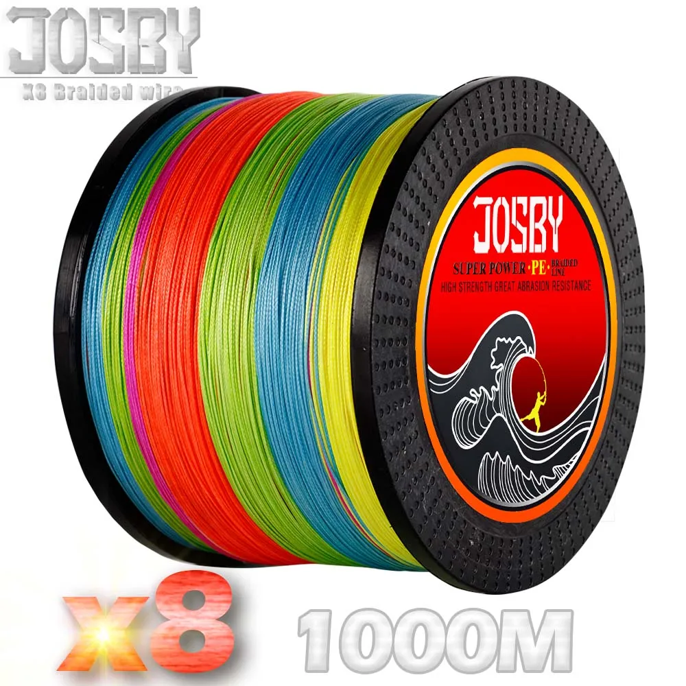 JOSBY 8 нитей 1000 м рыболовная плетеная леска прочный многонитный 8x проволока 15LBS-80LBS