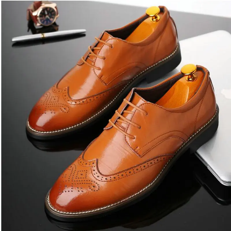 

High Quality Fashion Men Wedding Shoes,Comfortable Formal Shoes Men Dress Leather Shoes big size A52-03