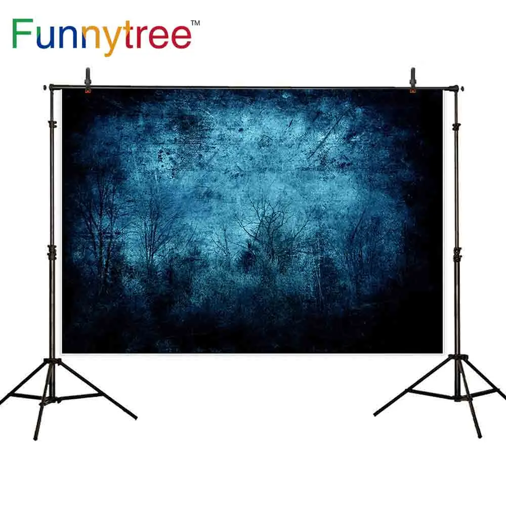 Фон Funnytree голубой абстрактный гранж деревья Хэллоуин загадочный лес декорация