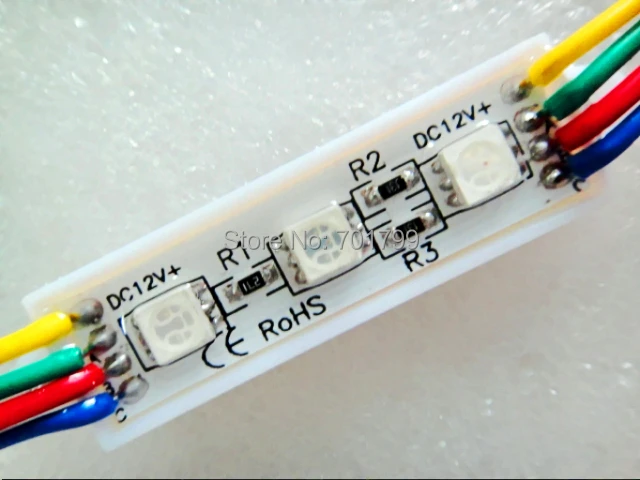 IP68 LED 5050 SMD RGB модуль вход DC12V 0 72 Вт Размер: 45 мм * 12 20 шт. в нитке 10 см расстояние между