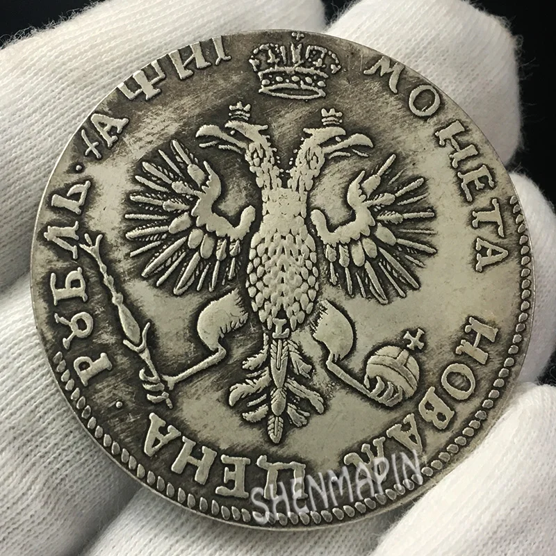 Russian Tsar Peter the Great Commemorative Coin I Antique Silver Coins Collectibles Liberty Double Eagle Challenge | Дом и сад