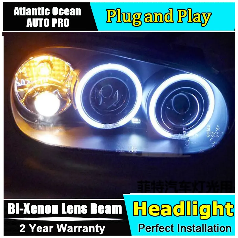 

For vw golf 4 98-05 headlights Angel Eyes light xenon lens LED car light H7 h1 led light car styling new head lamp for Golf MK4