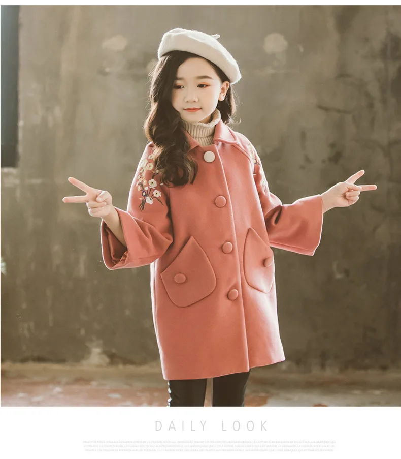 

Girls Coats & Outerwear Autumn Winter Kids Embroidery Jacket Casual Teen Children'S Costumes For Girls 4-14 Year