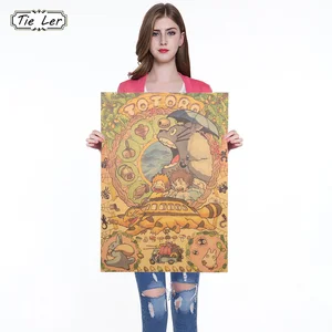 Классический комикс Hayao Miyazaki, Мой сосед Тоторо, крафт-бумага, ретро мультяшный комикс, Постер для бара, кафе, декоративная наклейка 50.5x36 см