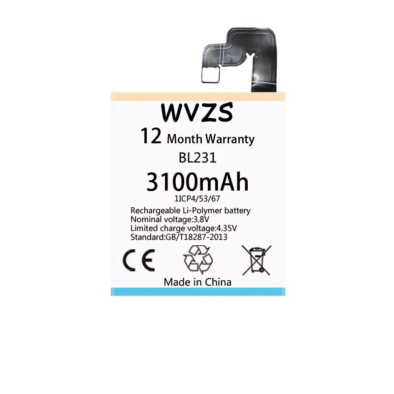 Wvzs 3100 мАч литий-полимерный аккумулятор BL231 для lenovo VIBE X2 X2-TO X2-CU S90 S90U S90T Сменные