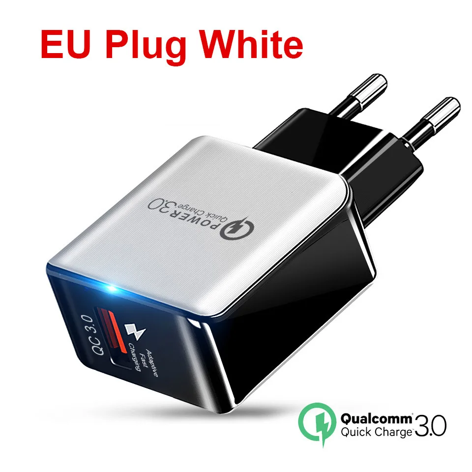 EU Snow White QGEEM QC 3,0 USB зарядное устройство волоконное быстрое зарядное устройство 3,0 быстрое зарядное устройство Портативный зарядный адаптер для телефона для iPhone Xiaomi Mi9 EU US - Тип штекера: EU Snow White
