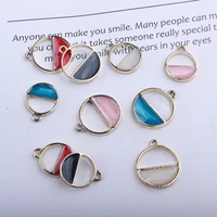 10pcs 2 size colorful zircon simple hollow half circle charm pendant for necklace earrings diy handmade fashion jewelry making