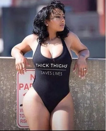

THICK THIGHS SAVES LIVES one-piece women sexy swimsuits bodysuit bathing suits jumpsuit swimwear backless suit beachwear