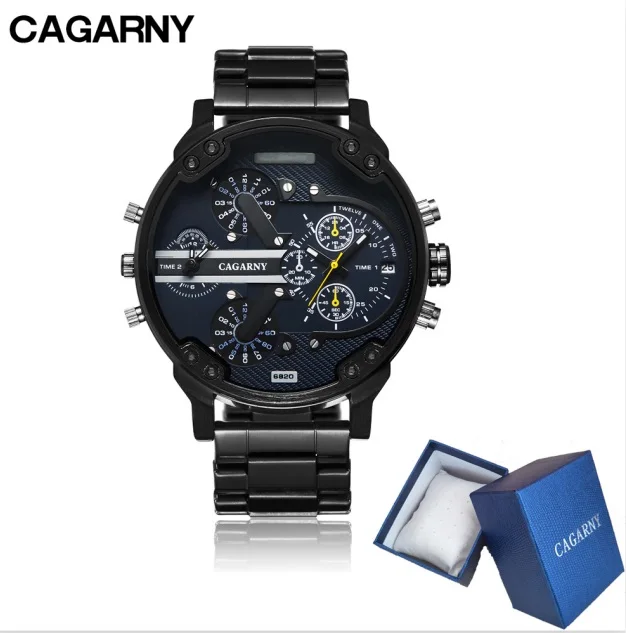 watch with box8 Военная Relogio Masculino Элитный бренд Для мужчин часы модные Для мужчин кварцевые часы Cagarny Прохладный Большой случае Наручные часы человек Relojes - Цвет: watch with box8