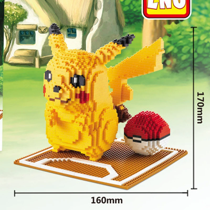 LNO 157 Game Pikachu Poke Ball Pocket Monster 3D Model 1968pcs DIY Diamond Mini Building Nano Blocks Bricks Assembly Toy Gift | Игрушки и