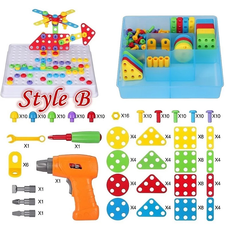 3D 193 Accessories Детские обучающие игрушки электрическая дрель шурупы головоломка DIY строительный комплект Стволовые образовательные ролевые игры инструмент игрушка дропшиппинг-VIP ссылка - Color: 3D 193 Accessories