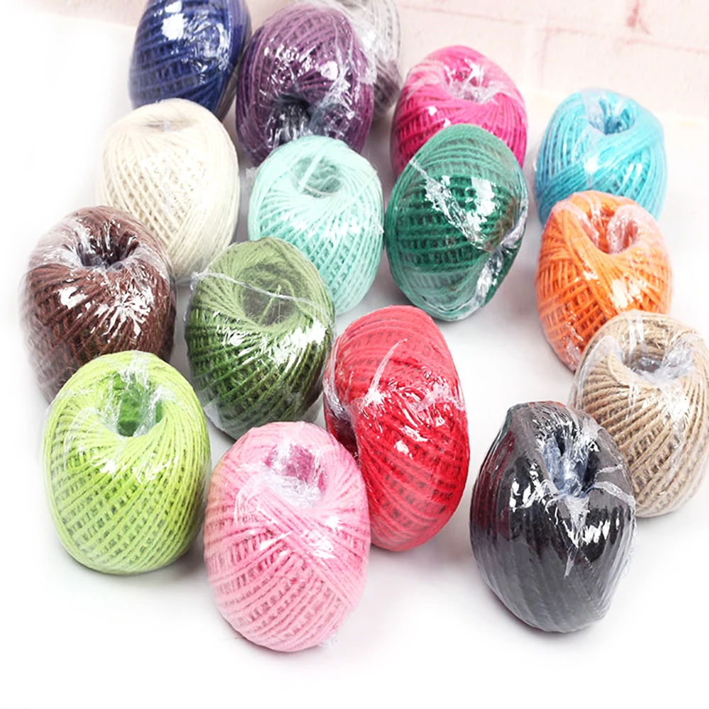 Цветная джутовая веревка для упаковки пеньковой веревки 50 м лента рукоделия