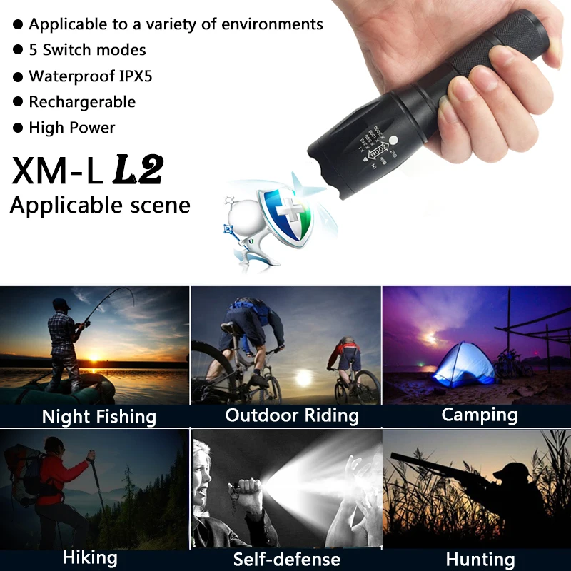 2017 z10новейший USB фонарик 8000 люменов X900 светодиодный XM T6 масштабируемый для