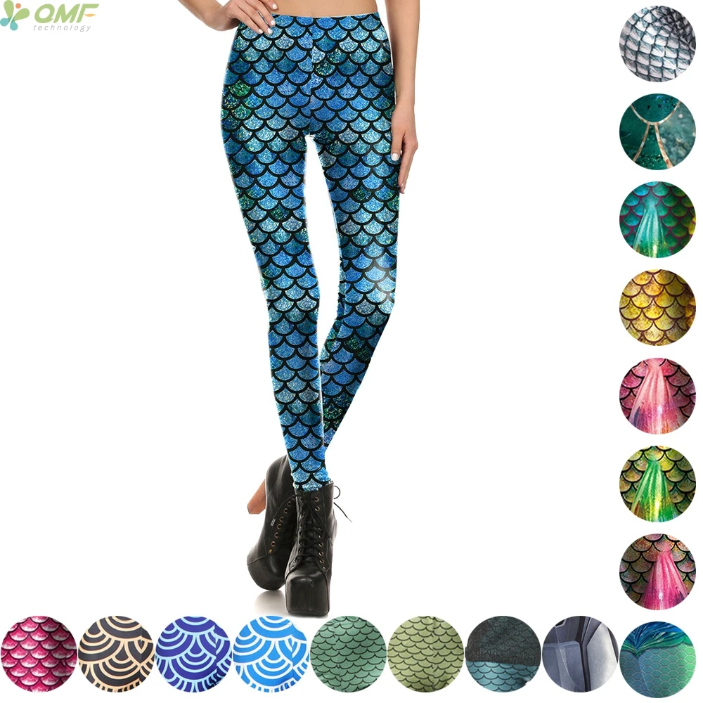 Косплэй Русалка принт Для женщин карандаш для брюк Винтаж Новая мода Брюки