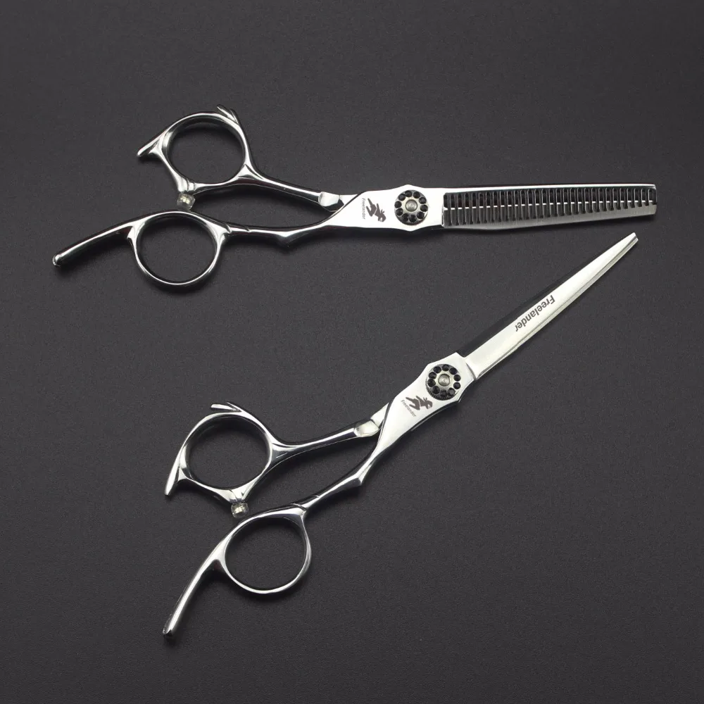 

Freelander Professional Japan 440c 6.0 inch grooming scissors set hairdressing cutting+thinning shears hairdressing scissors-YM6