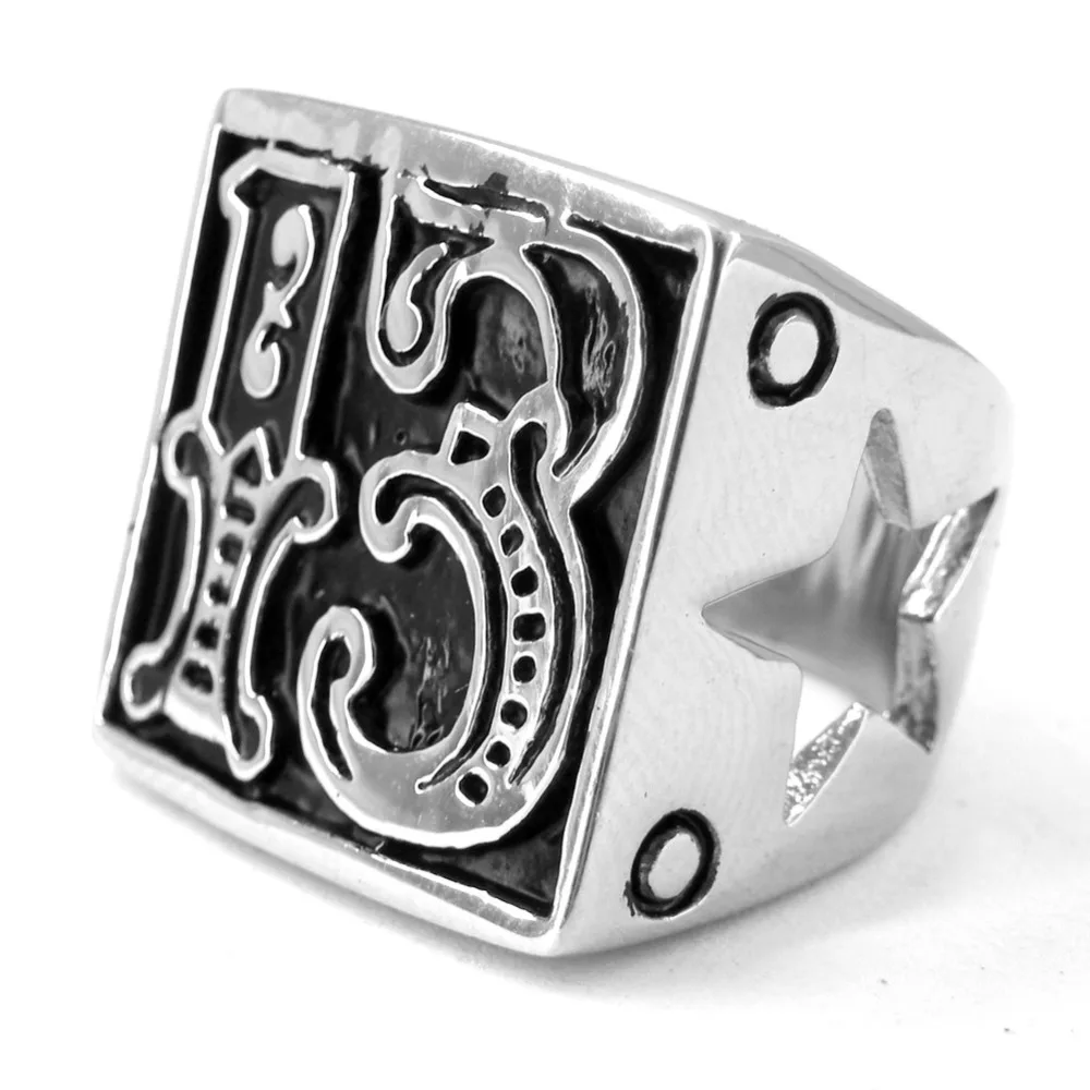 FANSSTEEL ювелирные изделия из нержавеющей стали lucky 13 злой Байкер кольцо вырез