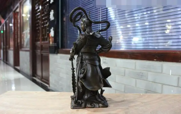 

16"China Pure Bronze Veda Wei Tuo WeiTuo warrior Buddhism Tutelary Deity Statue