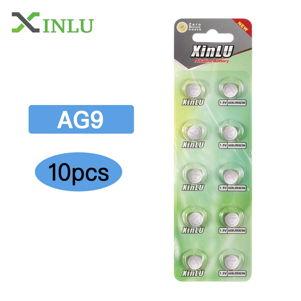 

10pcs AG9 394 SR936SW LR936 SR936 194 LR45 L936 1.55V Alkaline Button Cell Coin Battery batteries for Watch ,XINLU Battery