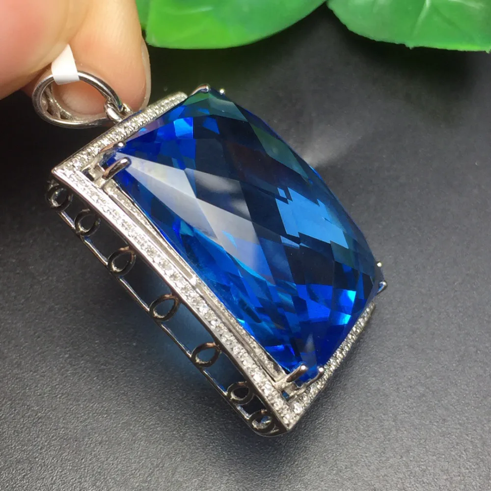 Коллекция ювелирных украшений Настоящее 18K Белое Золото 100% натуральный голубой