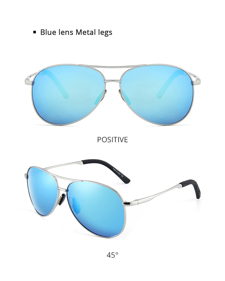 CONCHEN Pilot Polarized Sunglasses Men Women Metal Frame Spring Hinge Driving Sun Glasses Male Retro Sunglasses