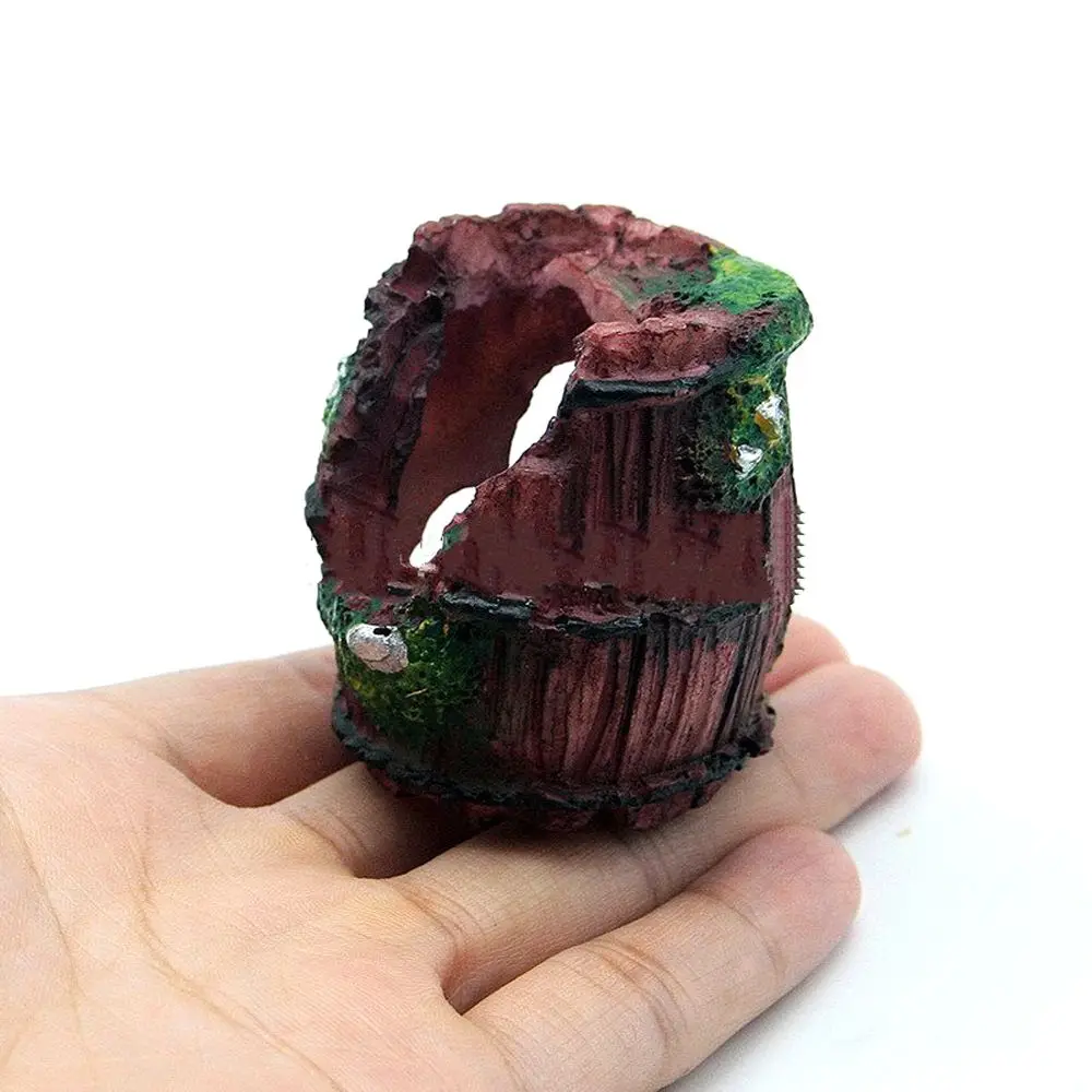1pc Aquarium Fish Tank Decoration Artificial Barrel Cave Resin Ornament Accessories Pet Accessories|Декорации| |