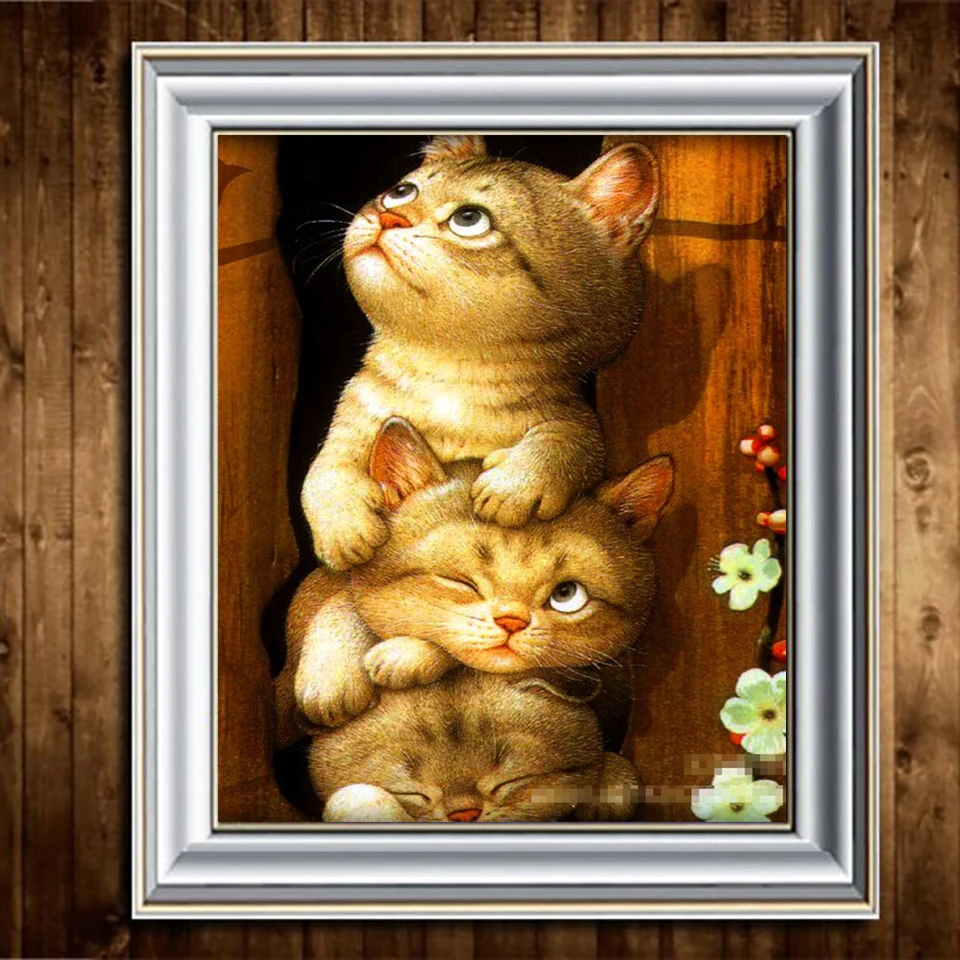 LaoJieYuan animal Lovely cats DIY Crystal full 5D plastic diamond painting cross stitch kit art 3Dmosaic square rhinestone | Дом и сад
