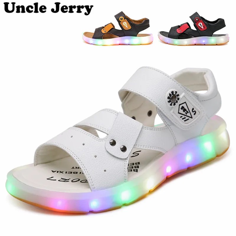UncleJerry/Детские светящиеся сандалии модная пляжная обувь для девочек и женщин