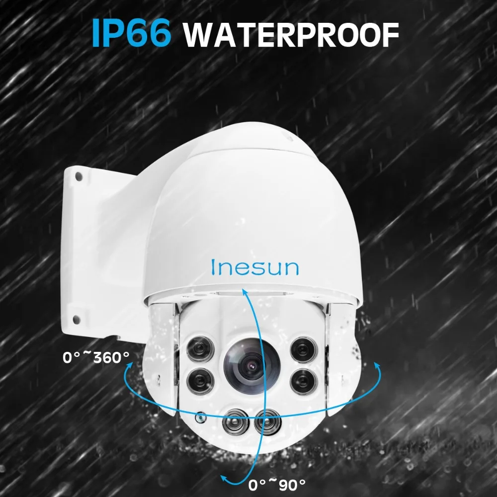 Inesun наружная PTZ IP камера безопасности 2MP 5MP супер HD панорамирование наклон 10X зум