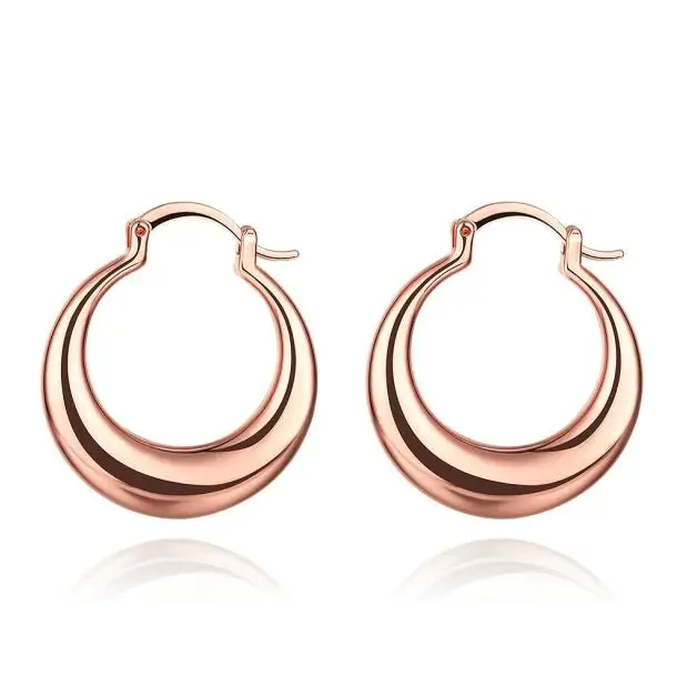 Rose Серьги-кольца из розового золота с круговой петлей в форме полумесяца, креольские круглые серьги-кольца для женщин и девушек, массивные ювелирные изделия, букле d'oreille Aros Arete - Окраска металла: Rose