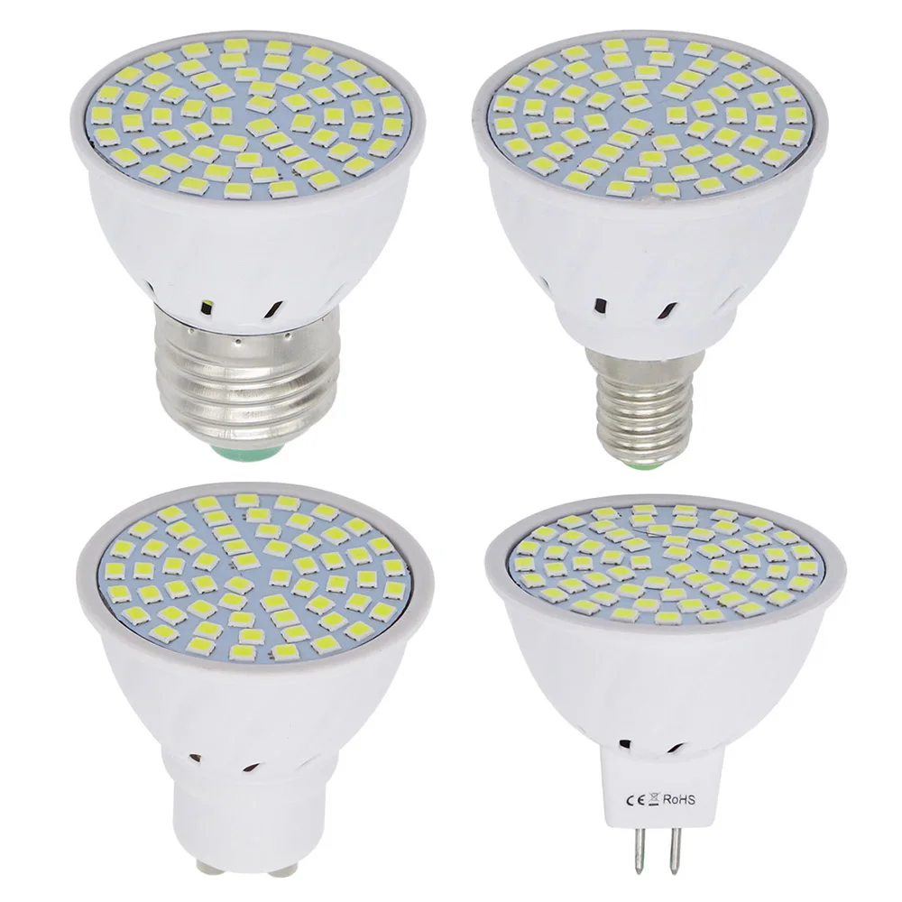 Светодионая лампа AC 220 V 230 E27 E14 GU10 MR16 SMD 2835 Светодиодный прожектор 48 60 80 светодиодов