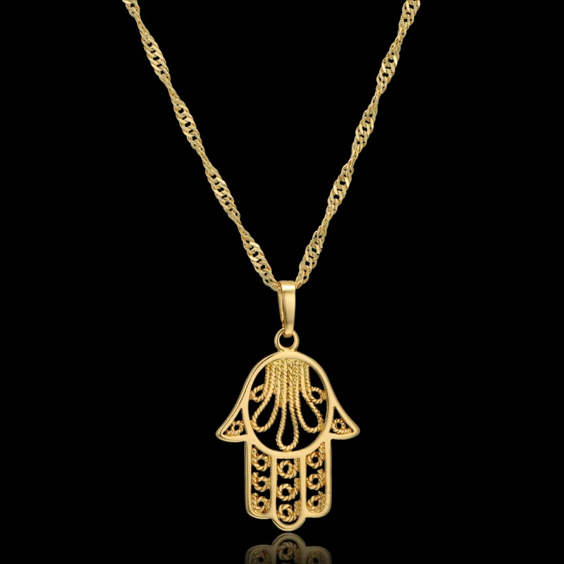 

Hamsa Hand Necklace For Women Collares Arabic Gold Color Hand of Fatima Pendant Necklaces,Collier Femme Palm 2020 Dropshipping